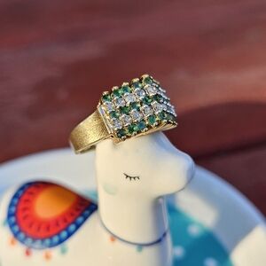 Vintage 14k Gold Emerald & Diamond Ring
